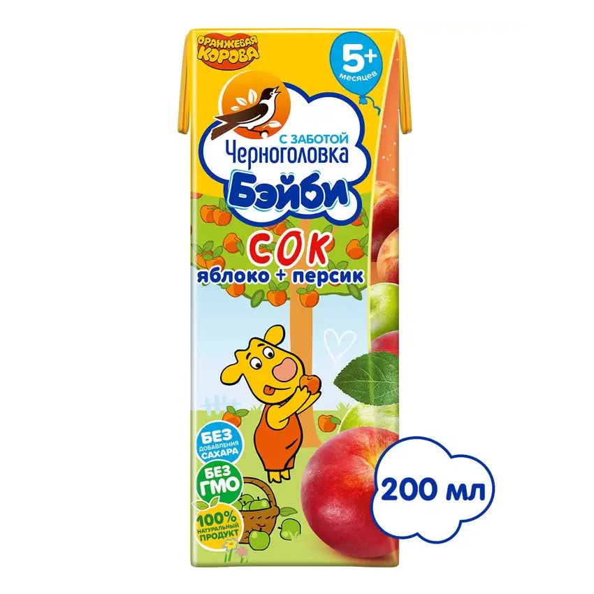 Сок Черноголовка Бейби яблоко персик 0,2л