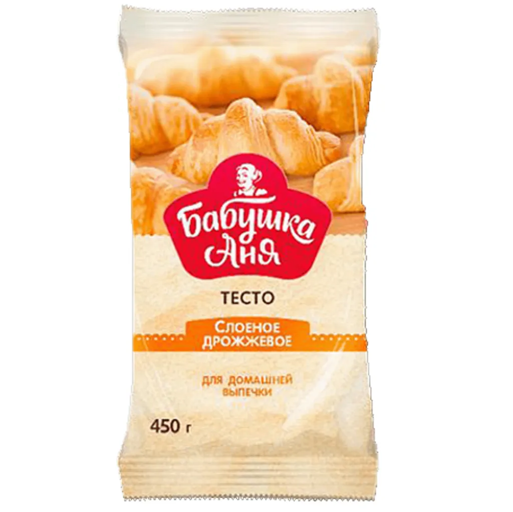 Тесто слоеное Бабушка Аня дрожжевое рулон 450г