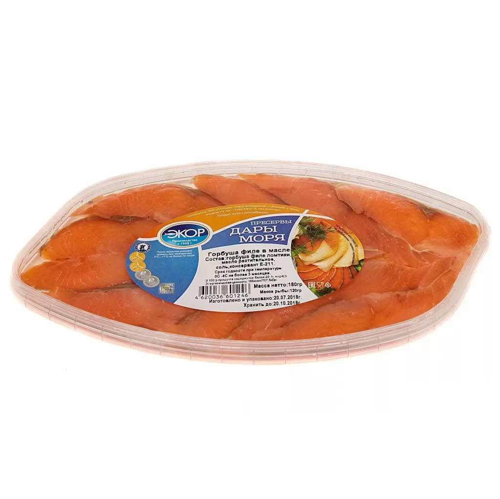 Филе кеты Экор ломтики в масле 180г