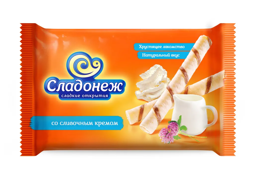 Вафельные трубочки Сладонеж Му и Ну со сливочным кремом 64г
