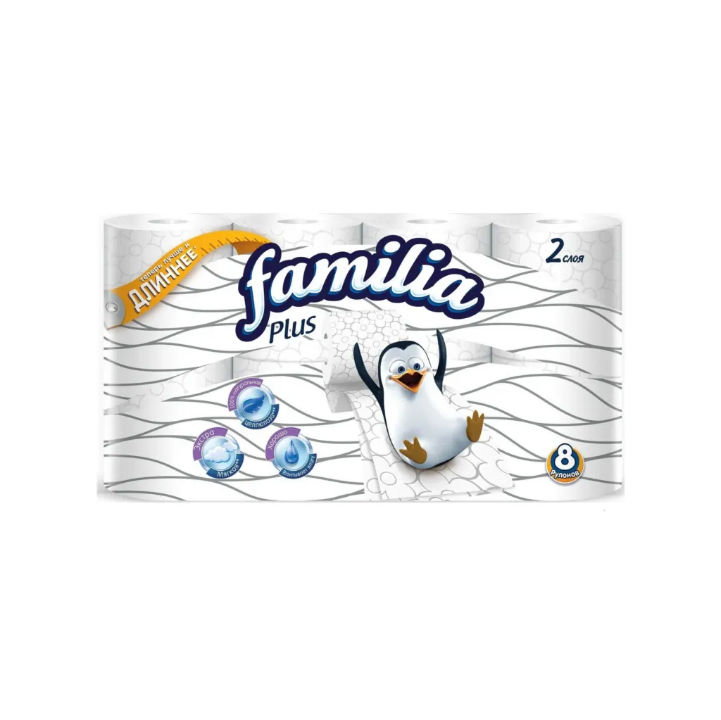 Туалетная бумага Familia Plus  2сл.-8шт., белая