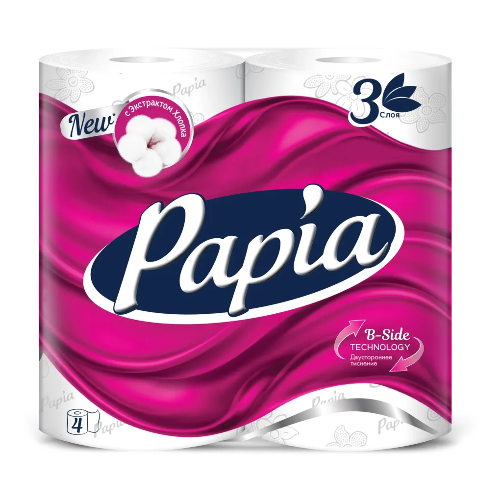 Туалетная бумага Papia 3сл 4рул белая