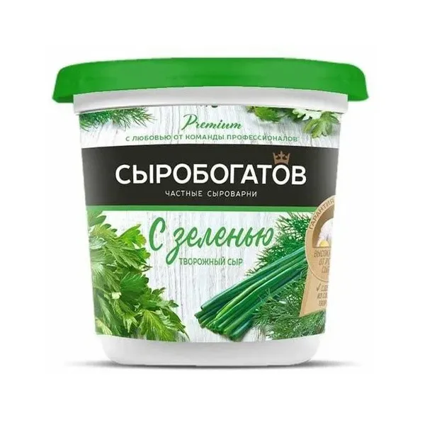 Сыр творожный Сыробогатов с зеленью 55% 140г стаканчик