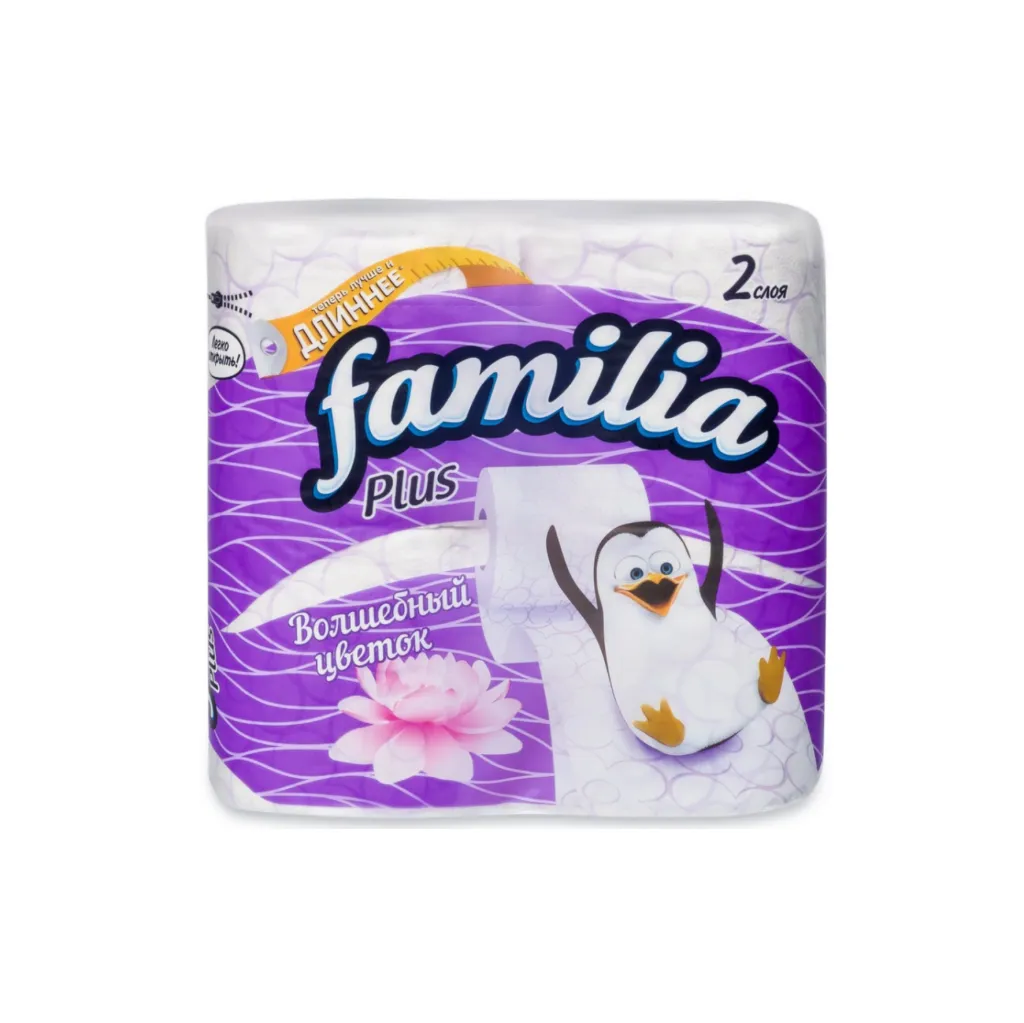 Туалетная бумага Familia Plus Волшебный цветок 2сл.-4шт.
