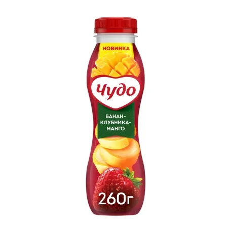 Йогурт Чудо питьевой 1.9% Банан клубника манго 680г