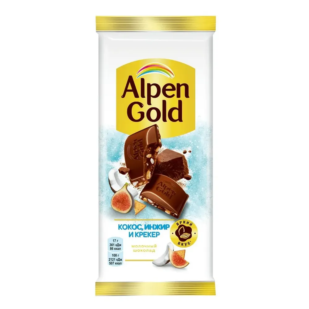 Шоколад Alpen Gold Кокос инжир и соленый крекер 80г