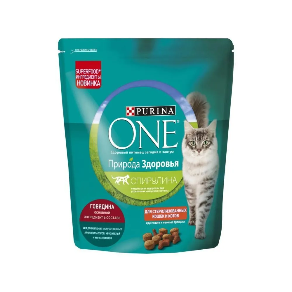 Корм сухой Purina ONE Природа Здоровья для стер кошек Говядина 680 г