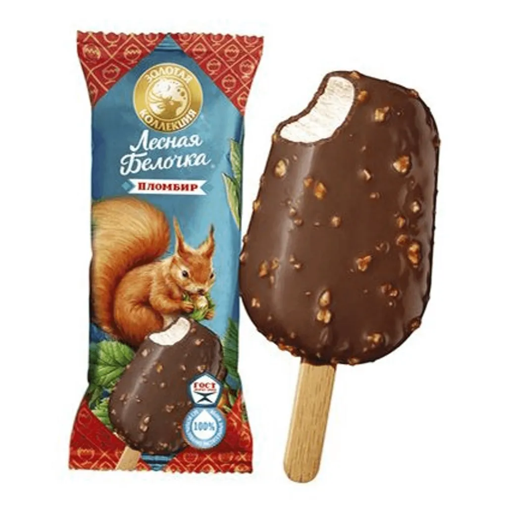 Мороженое Лесная Белочка эскимо глазир арахисом и фундуком 70 г