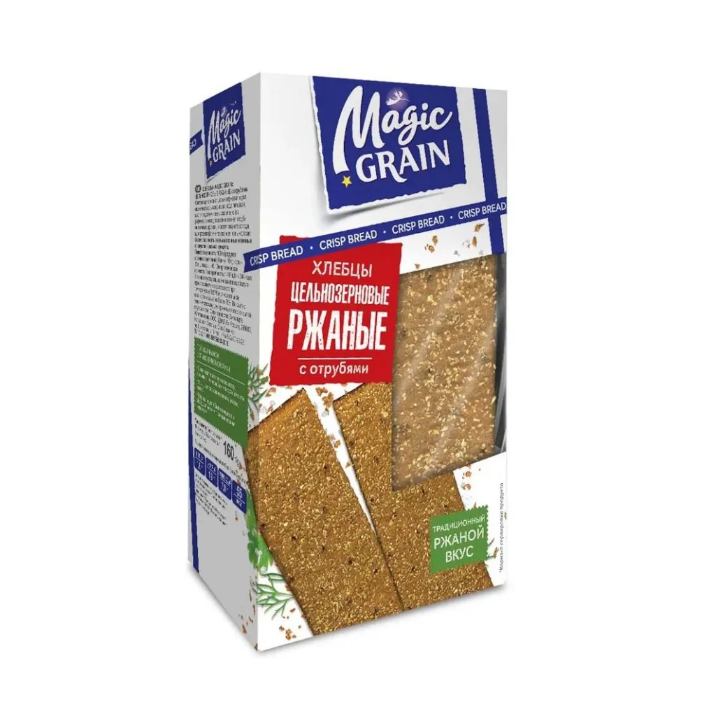 Хлебцы Magic Grain Цельнозерновые ржаные с отрубями 160 г