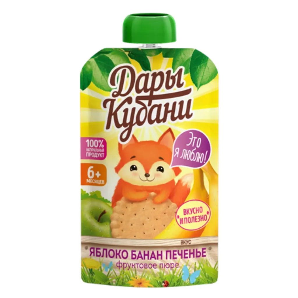 Пюре Дары Кубани Яблоко-банан со вкусом печенья 90г