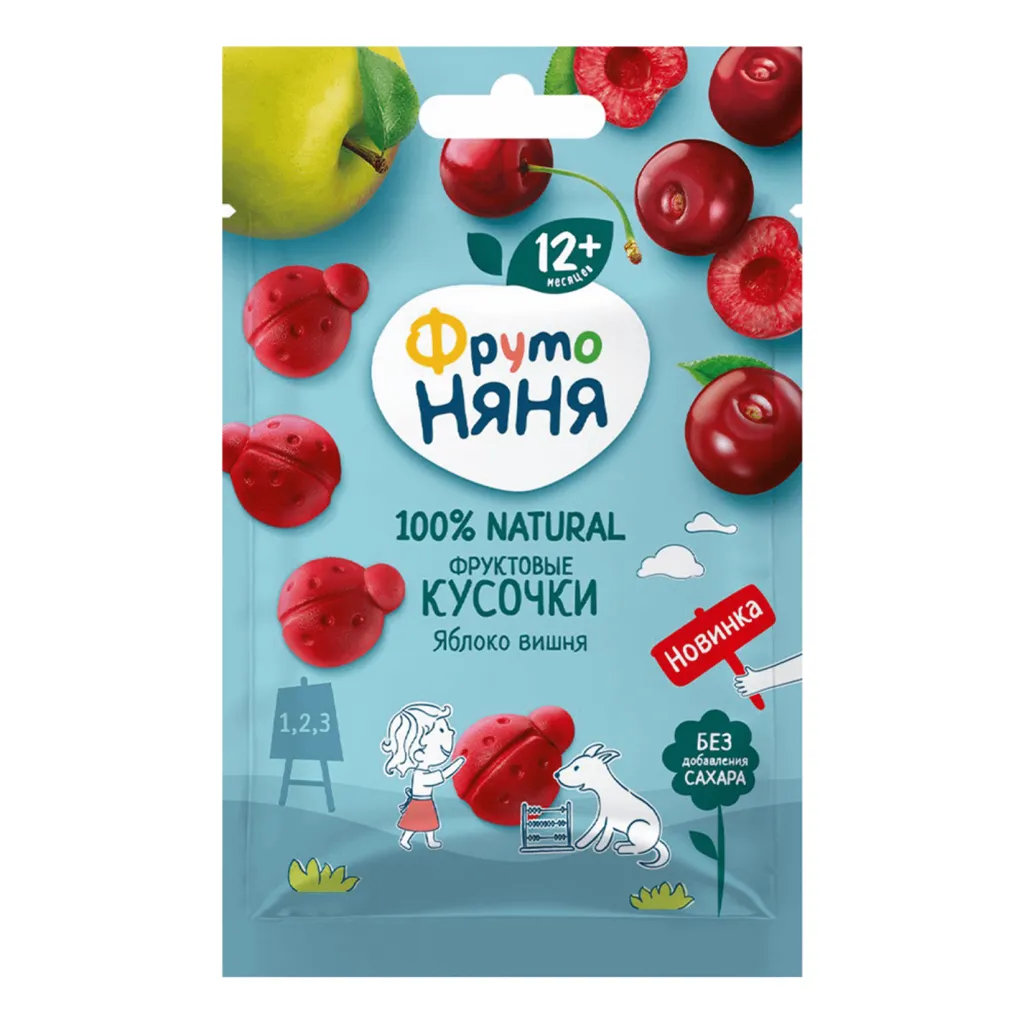Фруктовые кусочки ФрутоНяня из яблок и вишни 15г