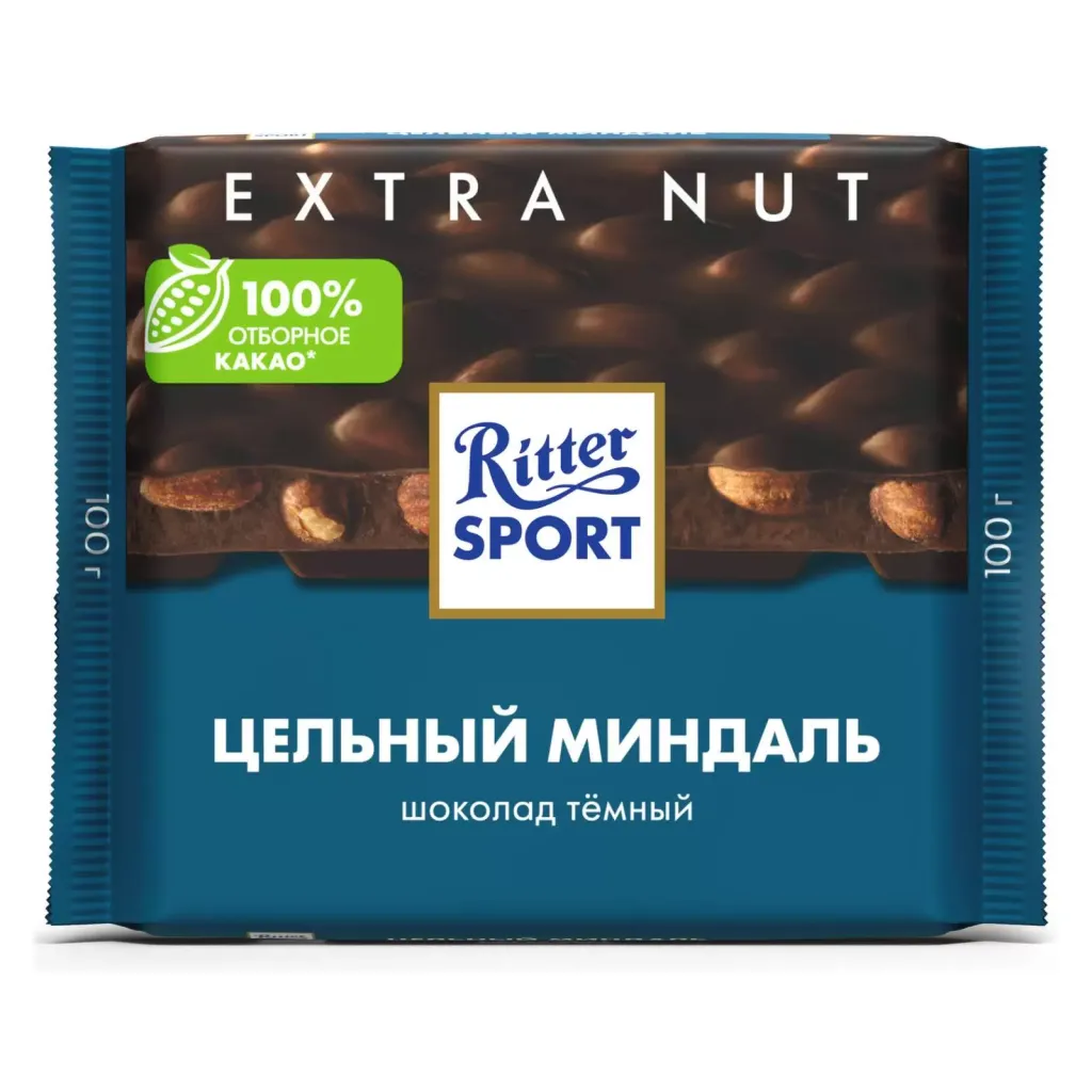 Шоколад Ritter Sport темный цельный миндаль 100г