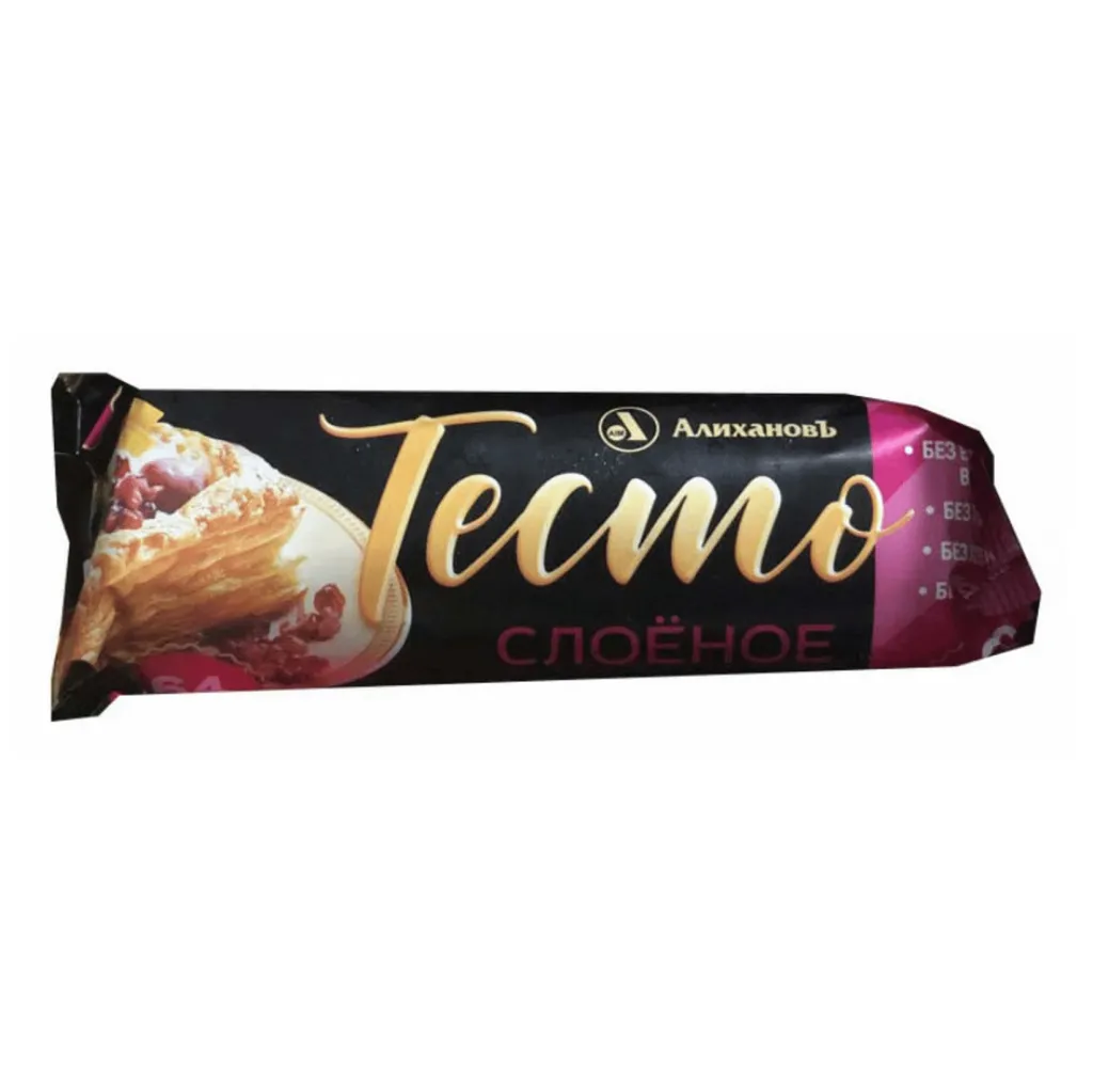 Тесто слоеное Алихановъ пластины дрожжевое 500г