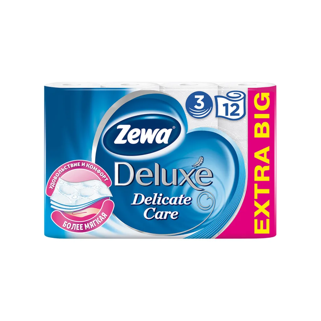 Туалетная бумага  ZEWA Deluxe 3сл.-12шт., белая