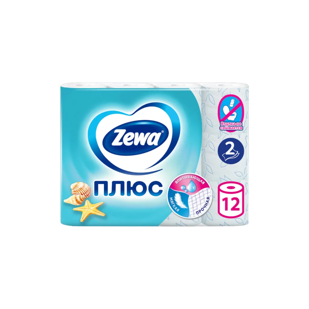 Туалетная бумага ZEWA Plus Свежесть океана  2сл.-12шт.