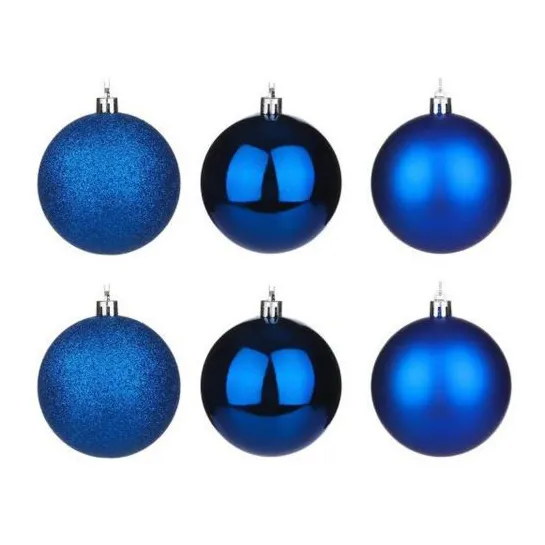Набор ёлочных шаров 5см 6шт Синий пластик 10