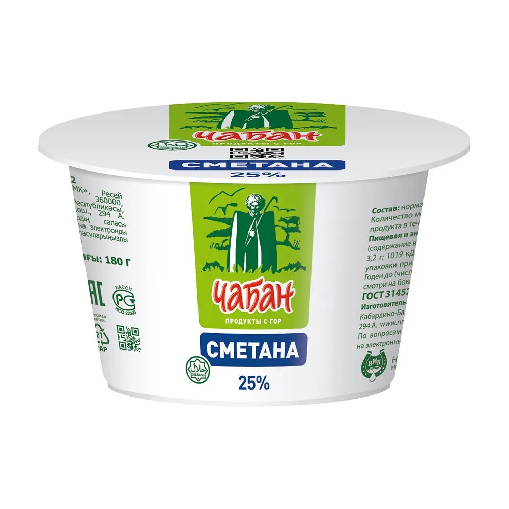 Сметана Чабан 25% 180г
