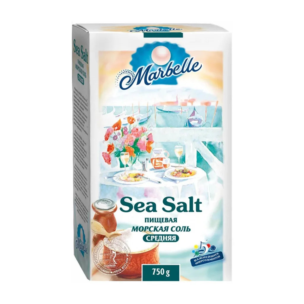 Соль Marbelle морская натуральная пищевая средняя 750г
