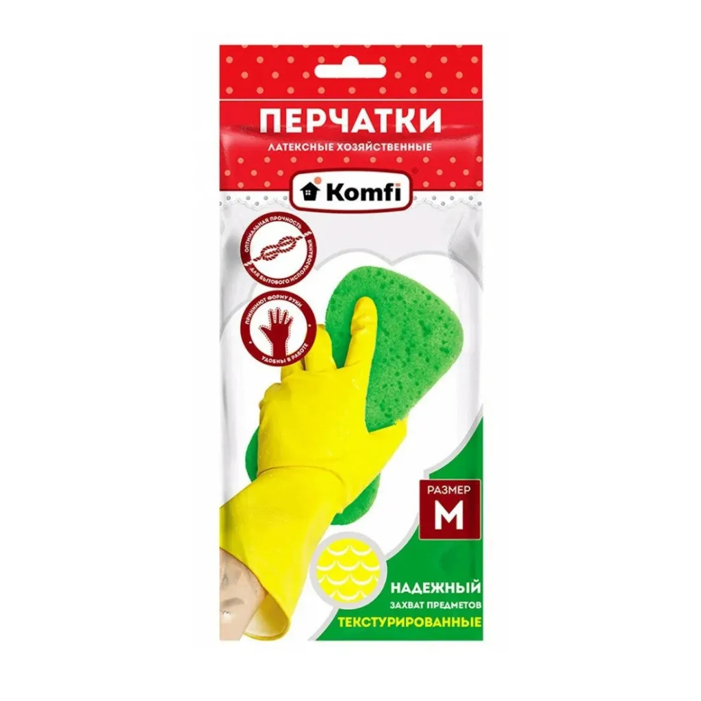 Перчатки латексные Komfi хозяйственные М