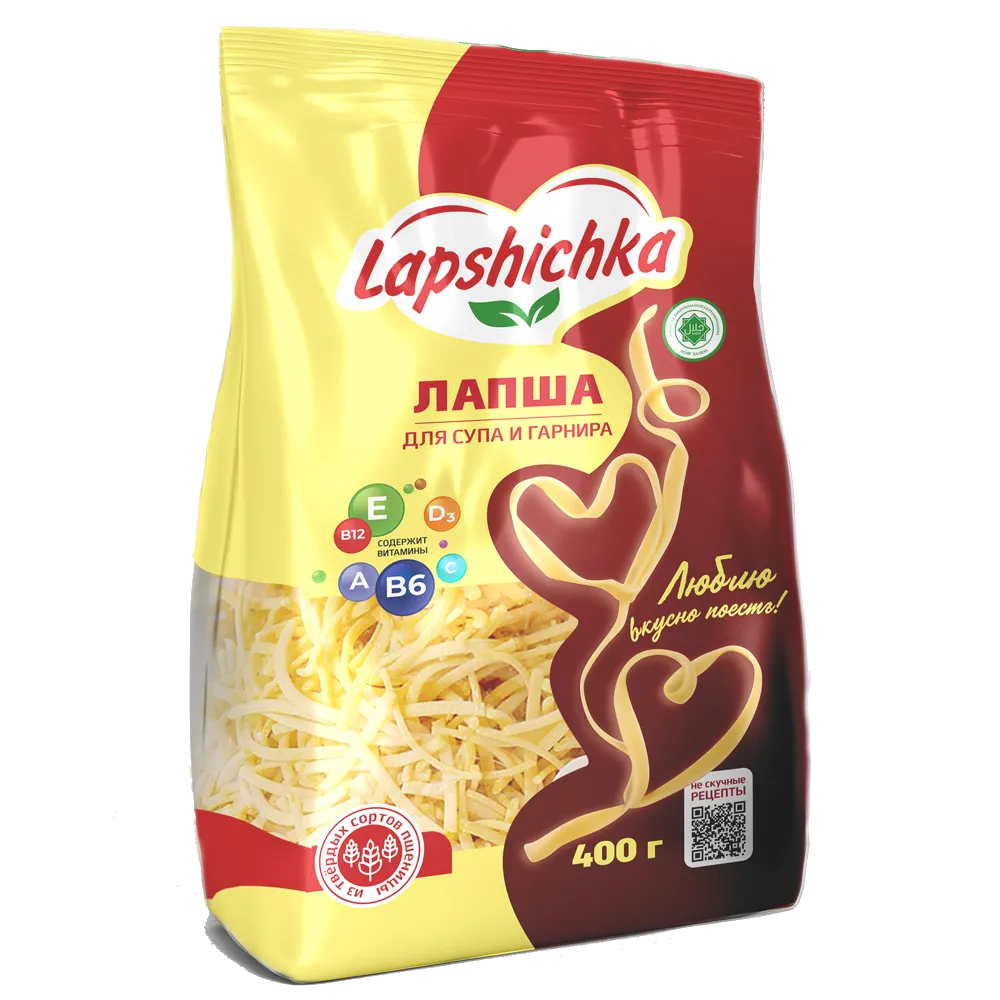 Лапша Lapshichkaа витаминная Для супа и гарнира 400г
