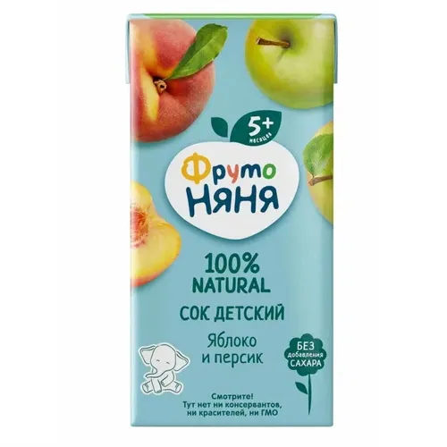 Сок ФрутоНяня 200мл с мякотью яблоко персик