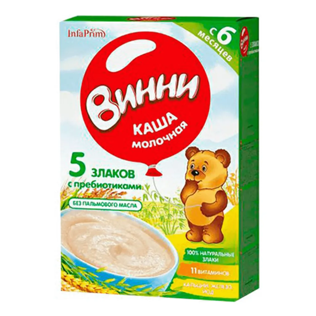 Каша Винни мол 5 злаков с пребиотиками с 6 мес 200г