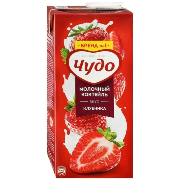 Коктейль молочный Чудо 2% тетра/пак Клубника 950г