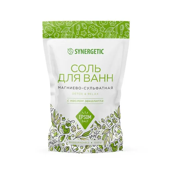 Соль Synergetic для ванн с маслом эвкалипта 1000 г