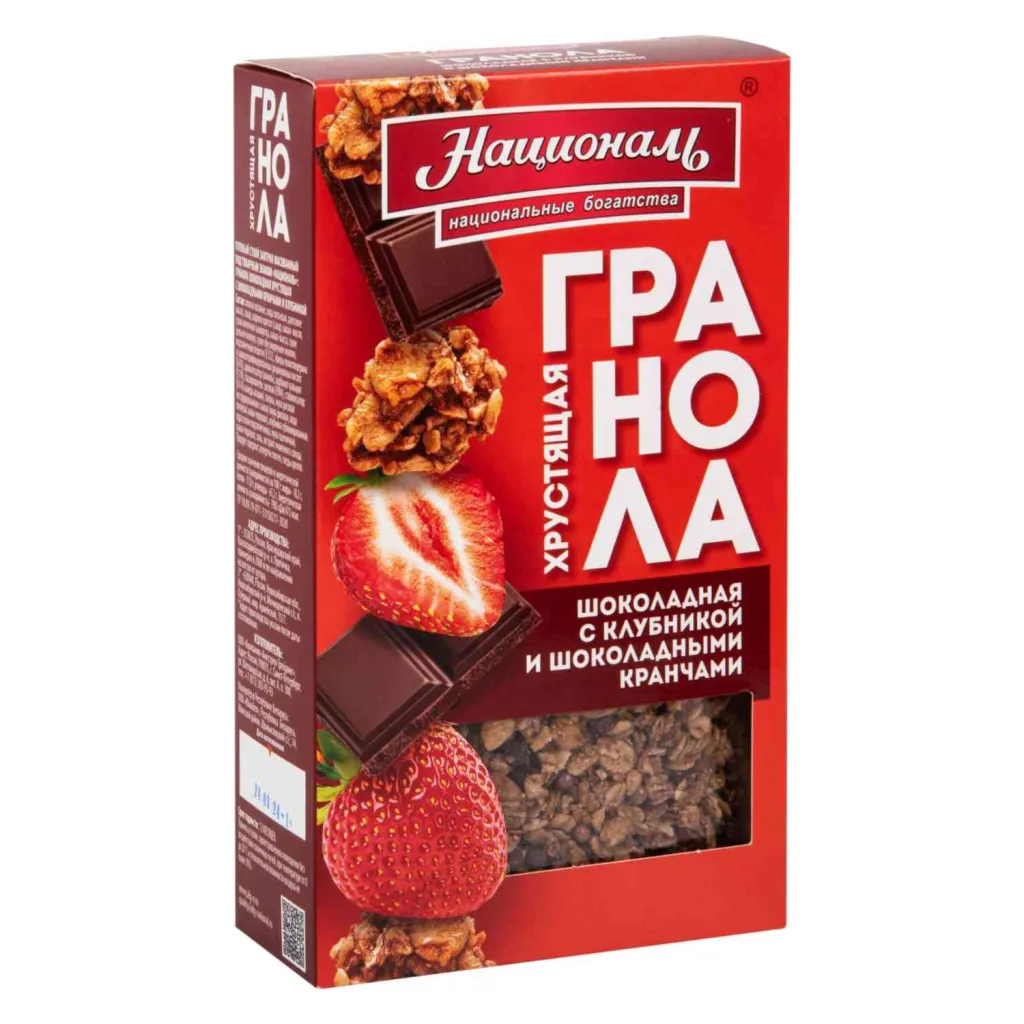 Гранола Националь шокол хруст Кранчи и Клубника 250г