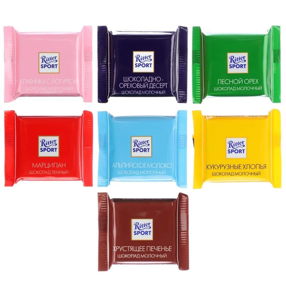 Шоколад Ritter Sport мини ассорти вкусов 16,6г