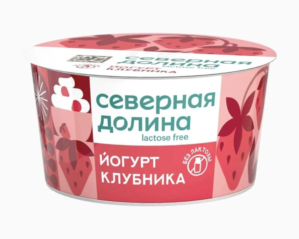 Йогурт Северная долина безлактозный  Клубника 130г