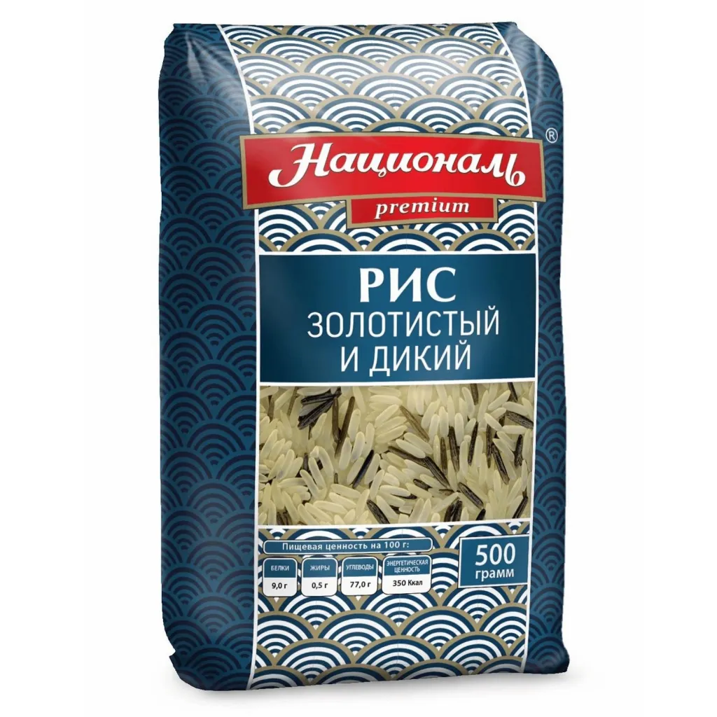 Рис Националь Смесь Золотистого и Дикого риса Premium 500г