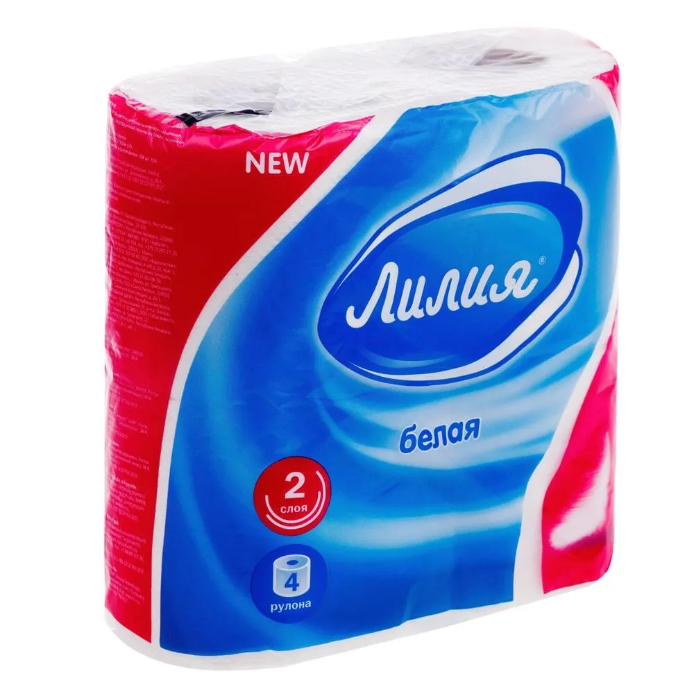 Туалетная бумага Лилия 2сл 4рул белая