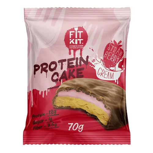 Десерт глазированный кейк FK Protein cake Клубника со сливками 70г