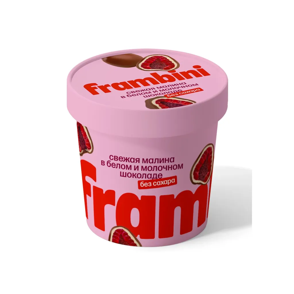Малина Frambini в белом и молочном шоколаде без сахара 130г