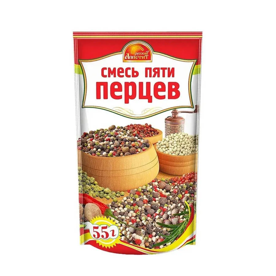 Приправа Русский аппетит смесь пяти перцев 55г