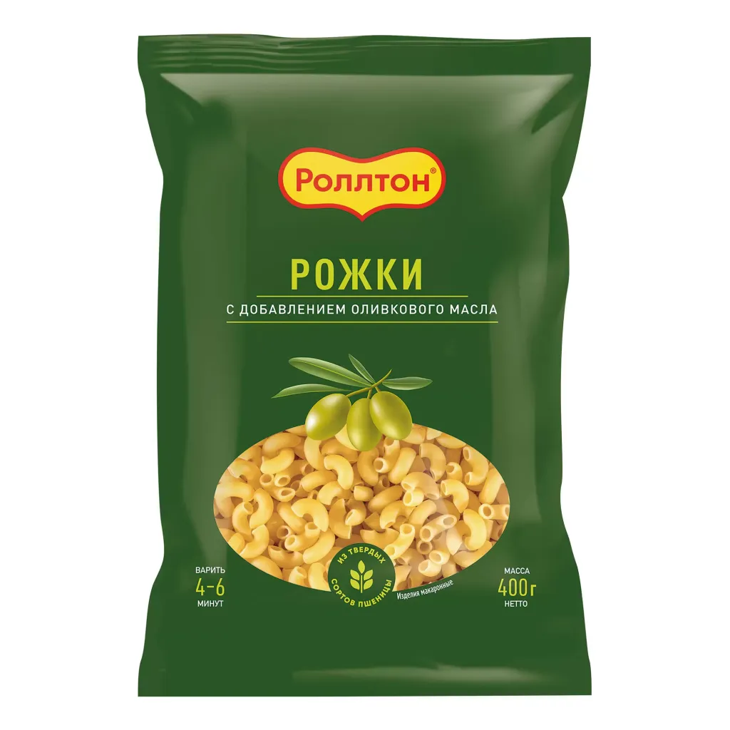 Макароны Роллтон Рожки с оливковым маслом 400г