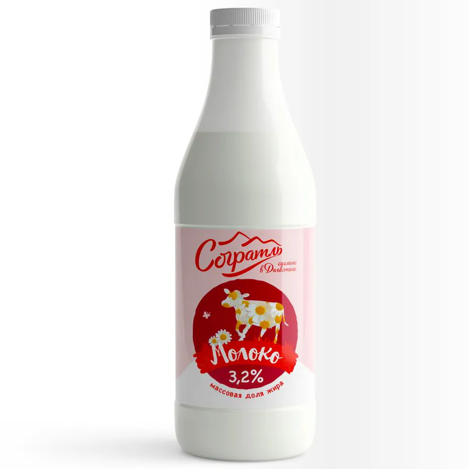 Молоко Согратль 3,2% пастериз 1 л бутылка