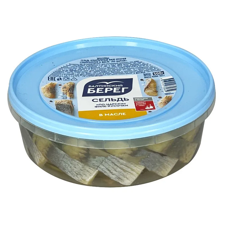Сельдь Балтийский Берег По-Царски филе-кусок в масле 200г