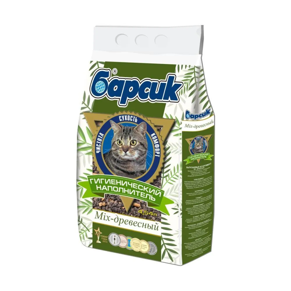 Наполнитель Барсик древесный микс 4,5 кг