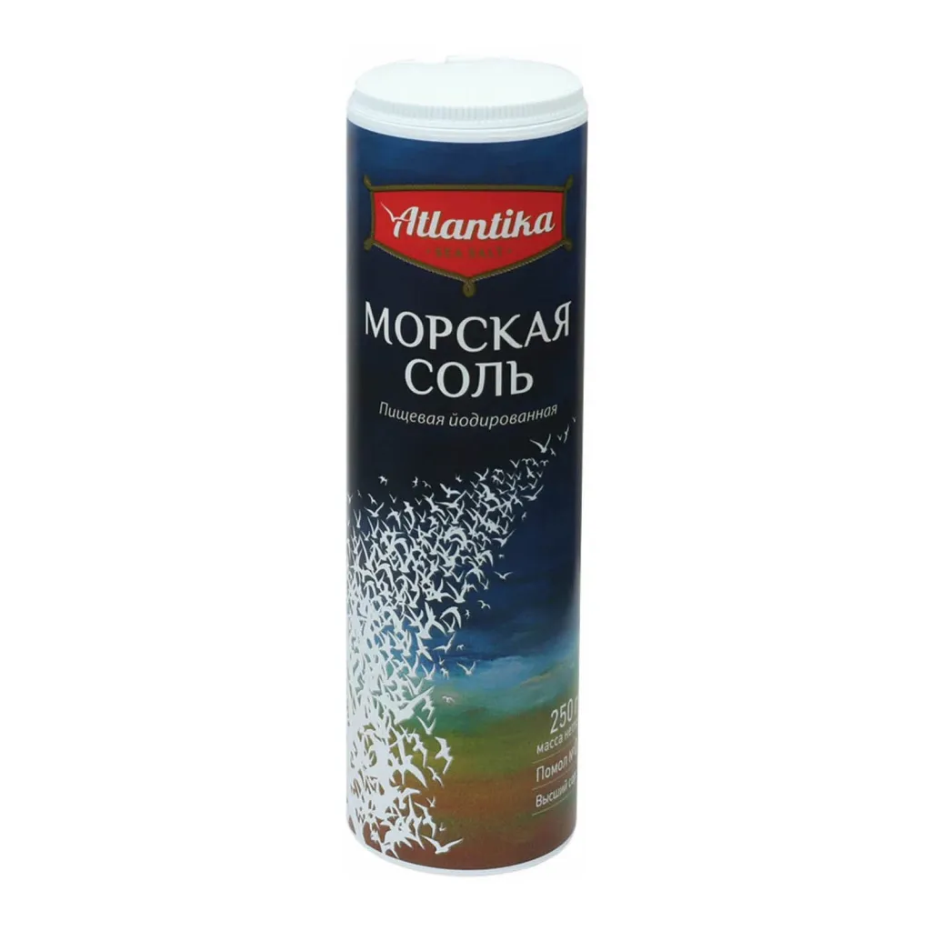 Соль Atlantika морская пищевая йодированная туба 250г