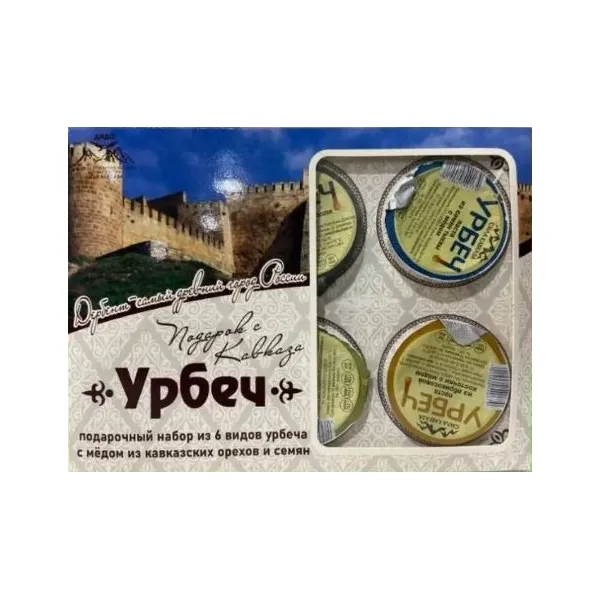 Набор урбечей Сила Кавказа из кавказских орехов и семян с медом 6 вкусов х 30г