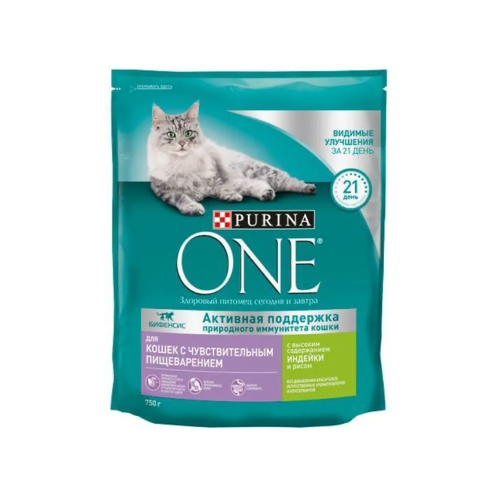Корм сухой Purina ONE Индейка Рис 750 г