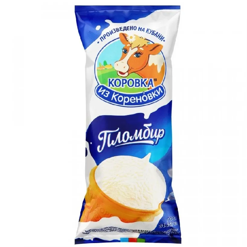 Мороженое Коровка из Кореновки Пломбир в вафельном стаканчике 15% 100г