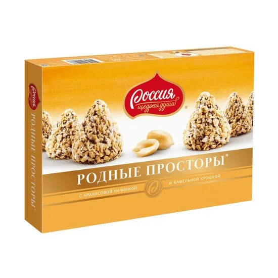 Конфеты Родные просторы с вафельной крошкой 180г