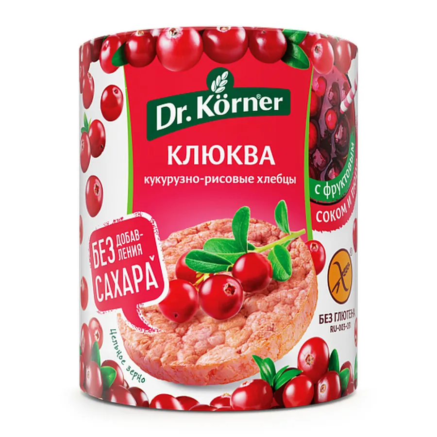 Хлебцы Др Корнер Кукурузно рисовые с клюквой без сахара 90г