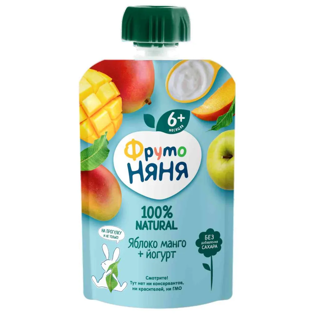 Пюре ФрутоНяня Яблоко-манго с йогуртом 90г