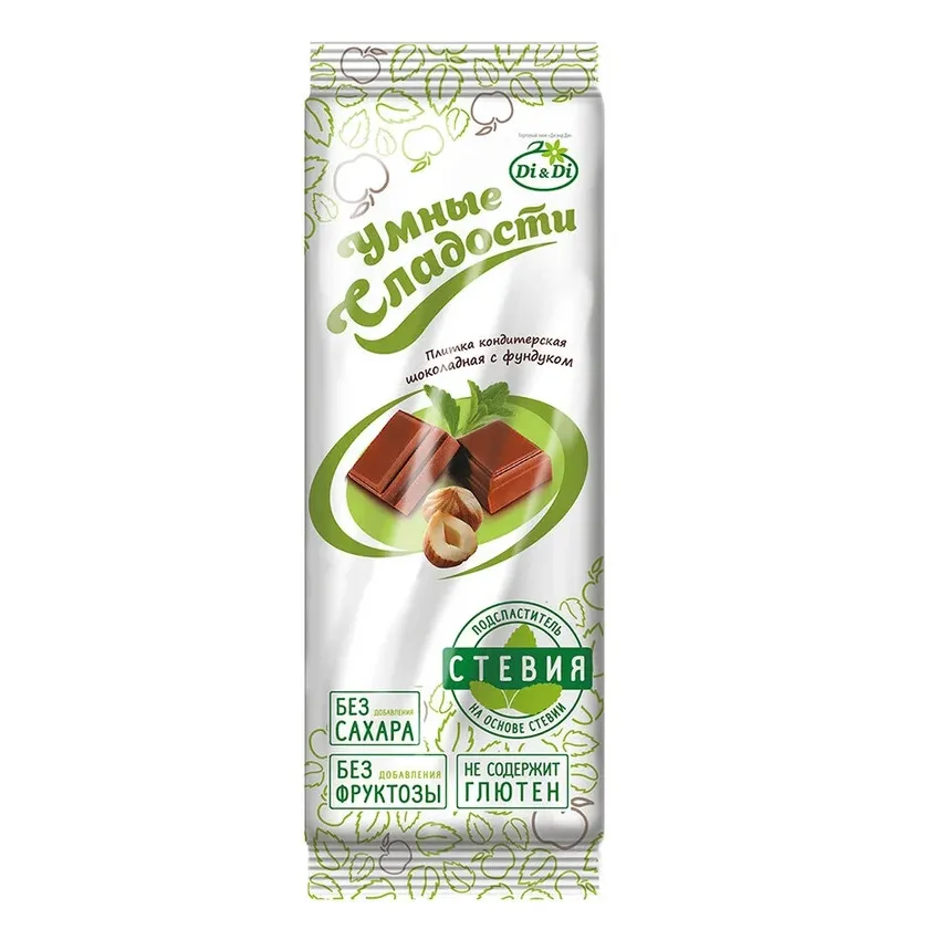 Шоколадная плитка Умные сладости с фундуком 90г