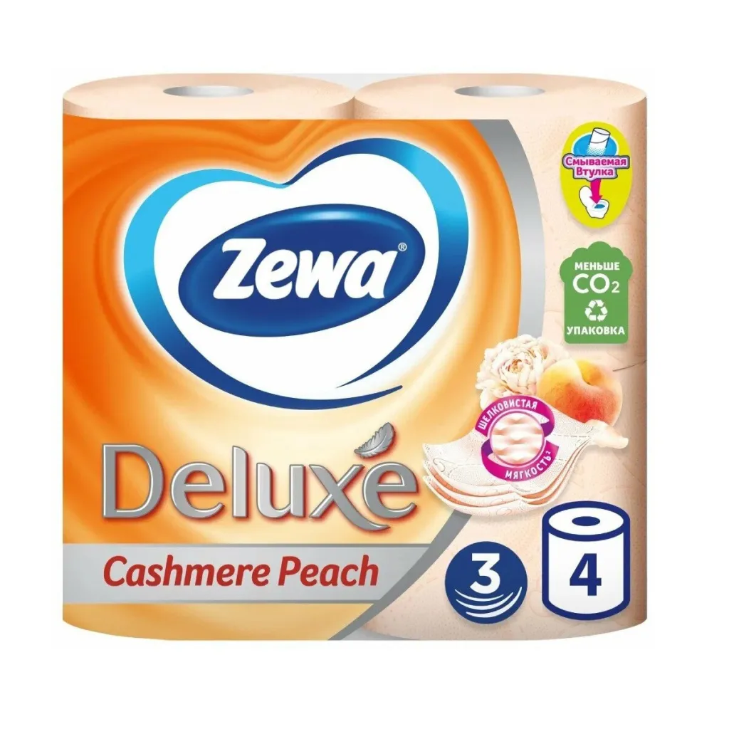 Туалетная бумага Zewa Deluxe 3сл 4шт Персик