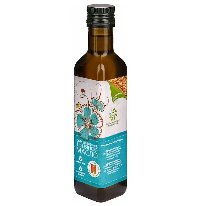 Масло льняное Натуральные продукты нерафин EV ст/б 250мл